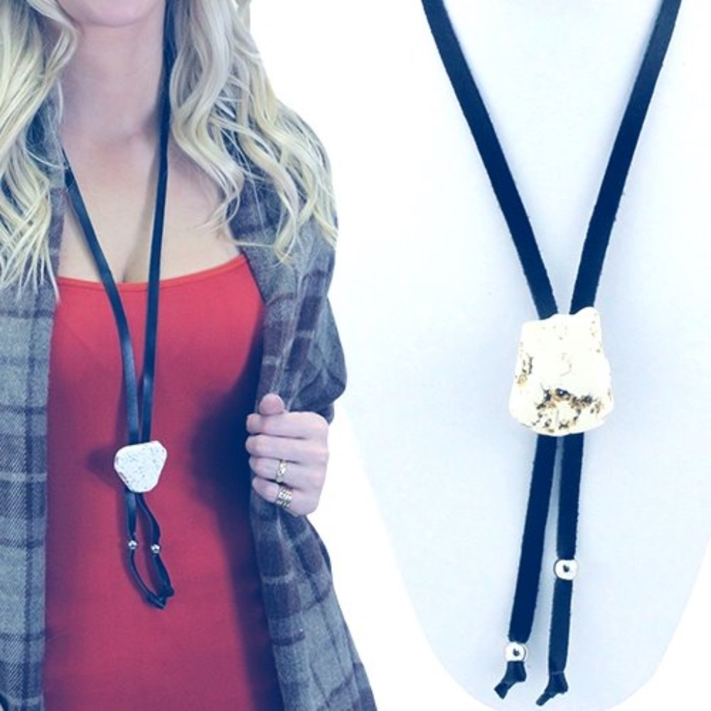Brand New Cream Stone Bolo Necklace
